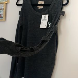 Gray long sleeve with arm cut outs